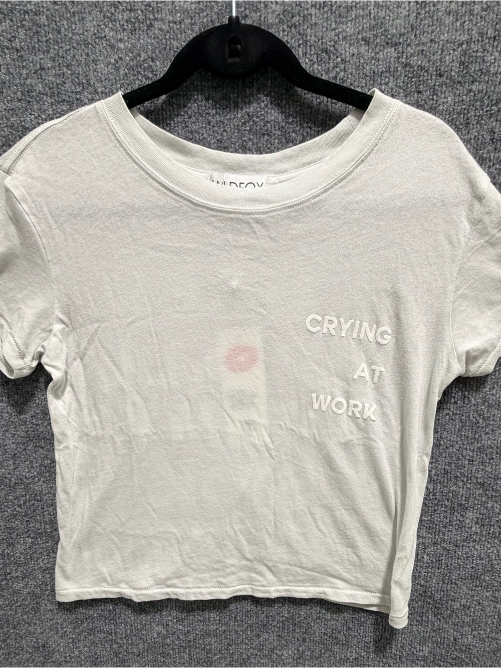 Wildfox Light Green "Crying At Work" Short Sleeve Tee